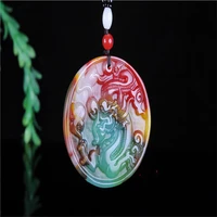 hot selling natural hand carve chickenblood jade zodiac dragon brand necklacependant fashion jewelry men women luckgifts amulet