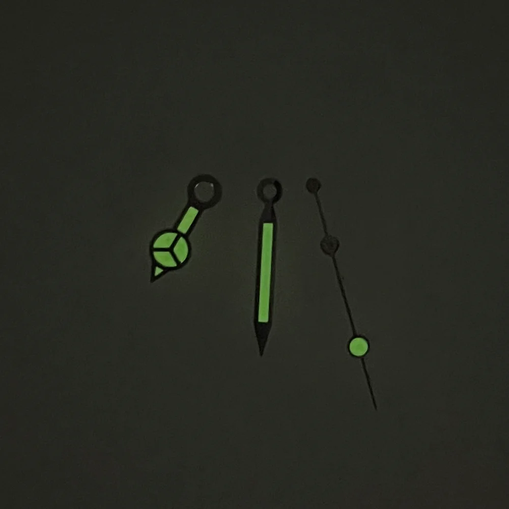 Зеленые светящиеся стрелки часов подходят для механизма 3135 серебристый черный