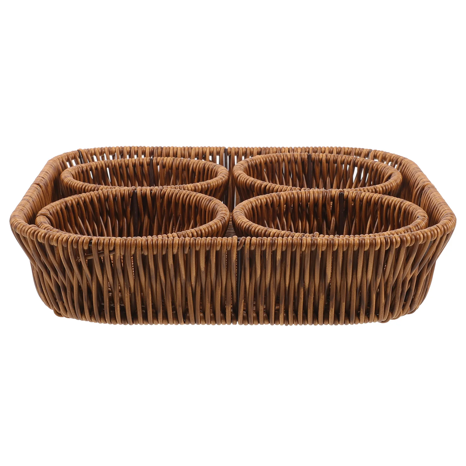 

Rattan Storage Basket Large Snack Baskets Compartments Small Round Woven Dried Fruit