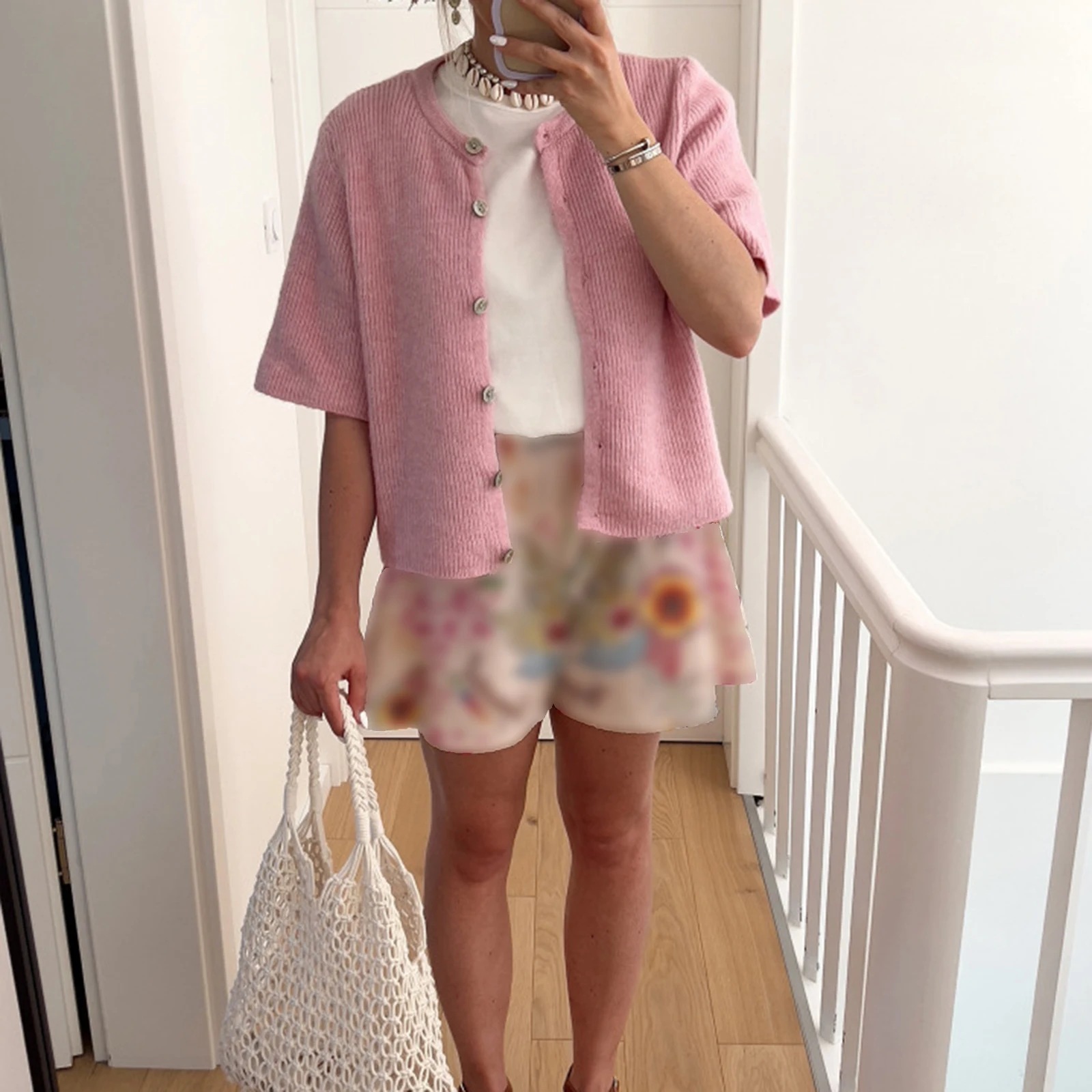 Женский Осенний вязаный кардиган однотонная трикотажная одежда с коротким