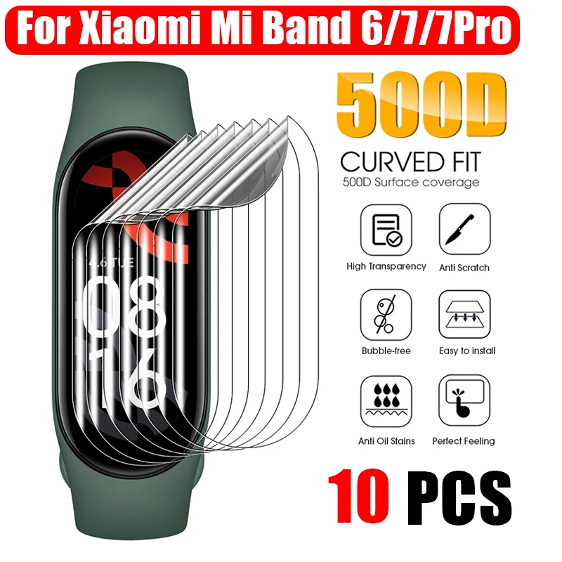 

10PCS Hydrogel Film for Xiaomi Band 7 7Pro 6 Screen Protection Cover for MiBand 6 7 7 NFC Pro Protector Smartwatch Accessories