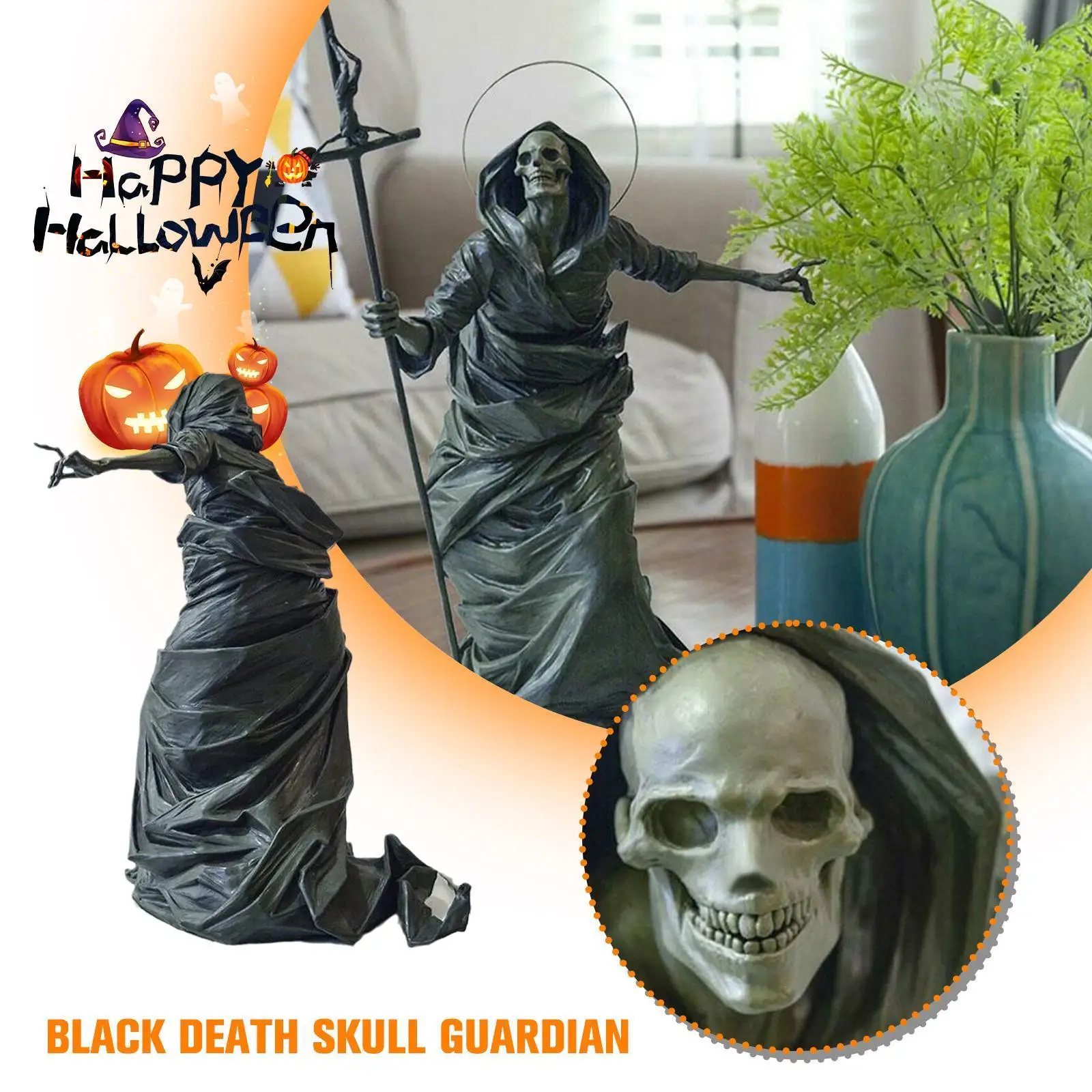 

Skull Statue Resin Figurine With Gothic Greatsword Decoration Home Office Party Crafts Statue Bar Ornament Skeleto C5s8