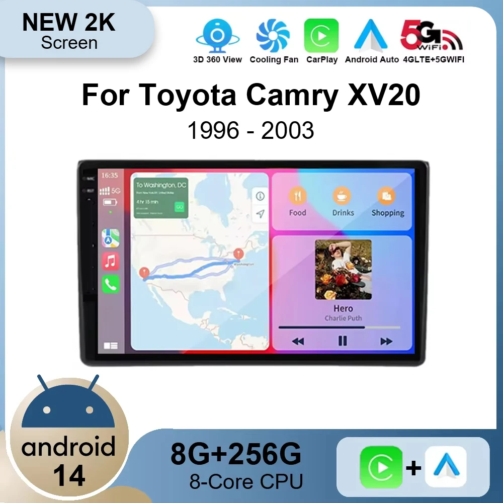 Android 14 стерео для Toyota Camry XV20 1996-22002 автомобильный радиоприемник мультимедийное