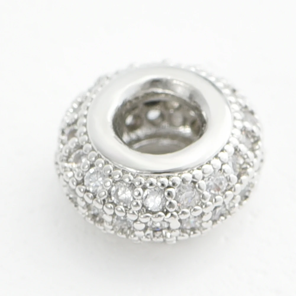 DARENLI 2 шт. позолоченные/родиевые латунные бусины-подвески с цирконием браслет