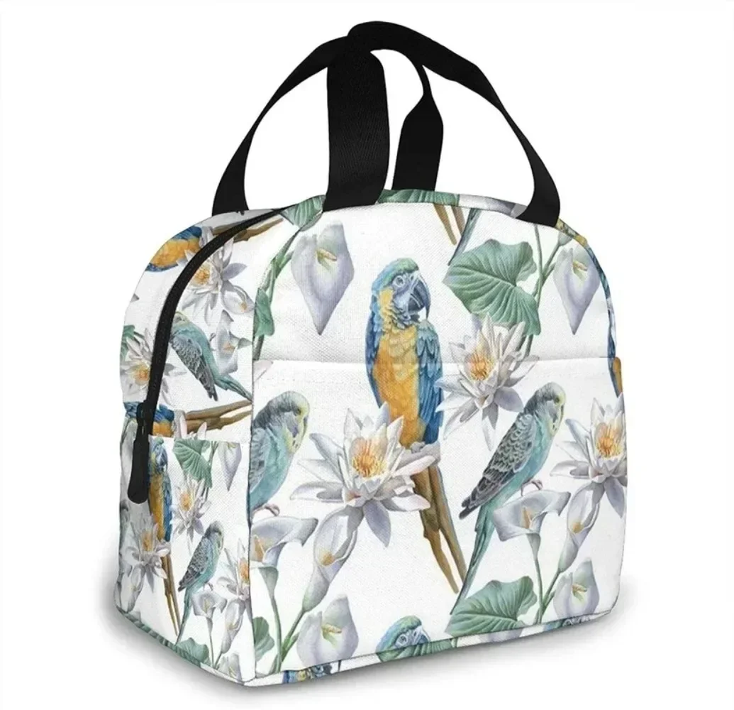 Большая портативная сумка для обеда из ткани Оксфорд с мультяшным принтом совы и