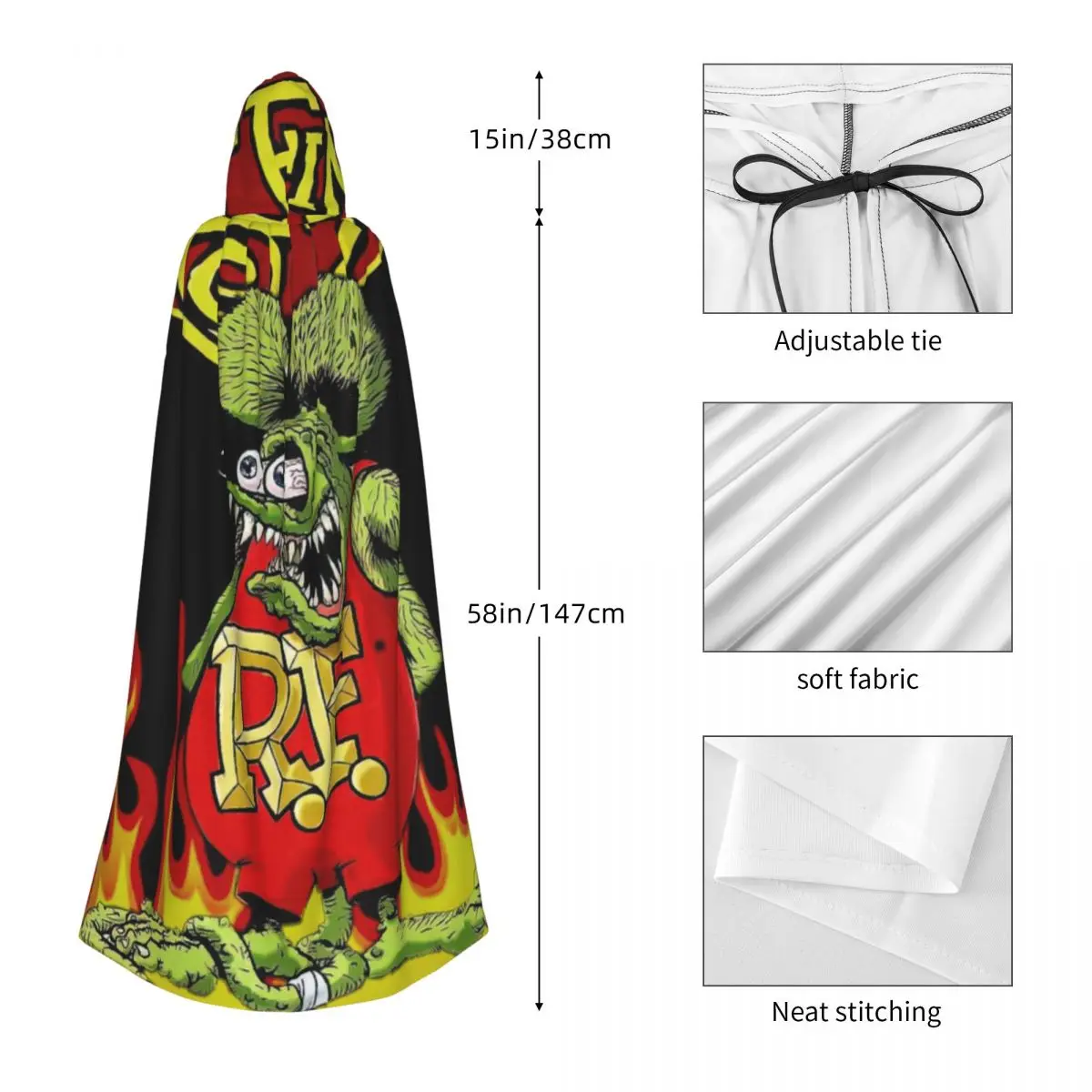 Крыса Финк с капюшоном плащ Хэллоуин искусственный косплей женщины мужчины