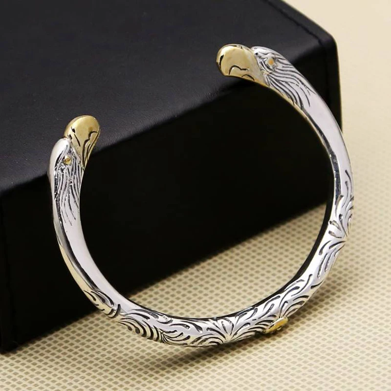 

Новый браслет ручной работы в ретро стиле с двумя головками и большим орлом для мужчин и женщин Резной Открытый браслет ювелирные изделия а...