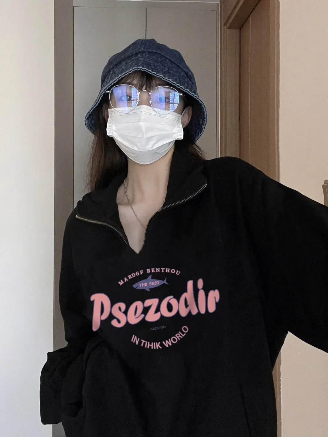 Винтажная толстовка с большим вырезом женская воротником-поло большие размеры