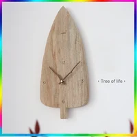 Creative Wall Clock Wooden Hanging Wall Clock Battery Operated for Office Living Room Home Decoration Supplies