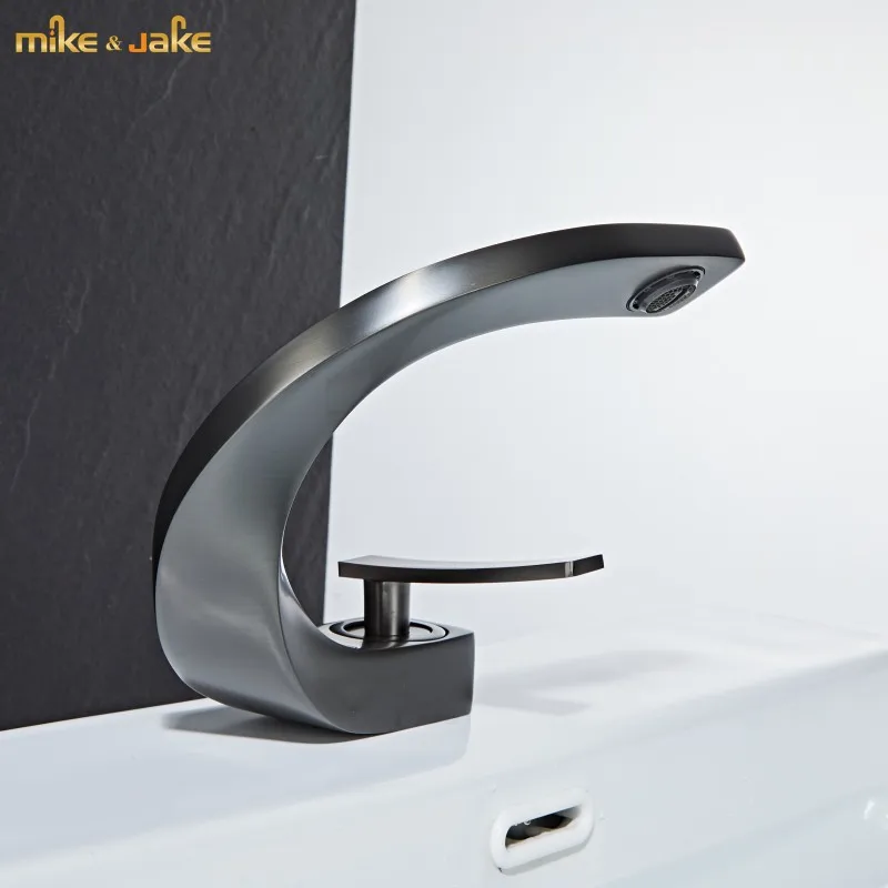 

Серый смеситель из оружейного металла, Золотой смеситель для горячей и холодной воды, смеситель для раковины в ванную комнату, подставка для раковины, простой смеситель для раковины, серый смеситель