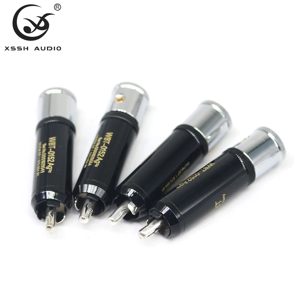 Переходник Lotus 4 шт. RCA XSSH YIVO Hi-End HIFI 0152AG посеребренный Штекерный аудиоразъем RCA для 10 мм кабеля шнур провод