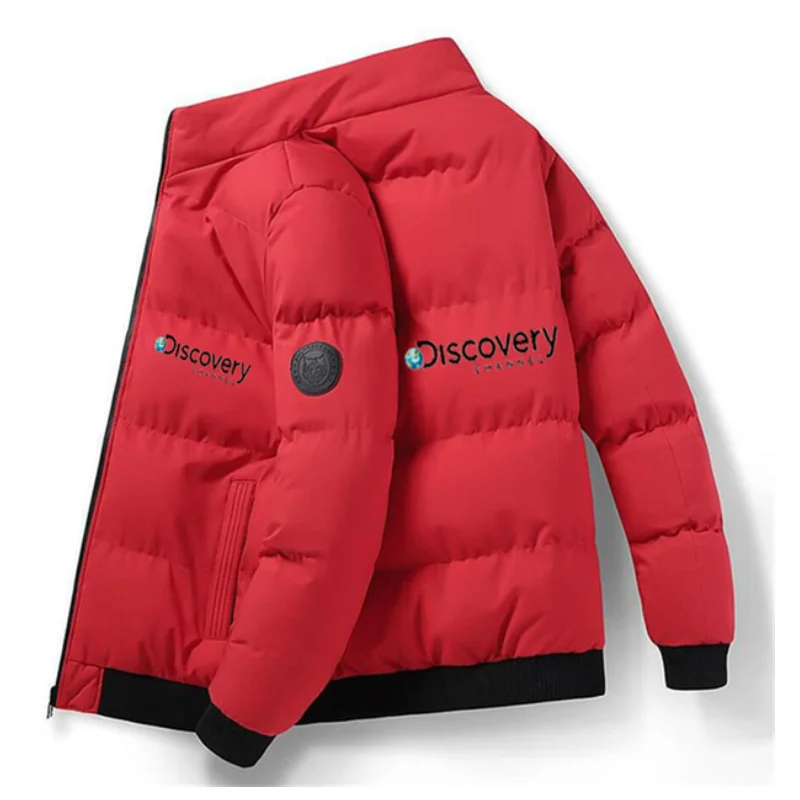 2023 Discovery Channel Men Jacket Cotton Padded Down Jacket Casual Sports Autumn Winter Men's Stand Collar Warm Thick Parkas
