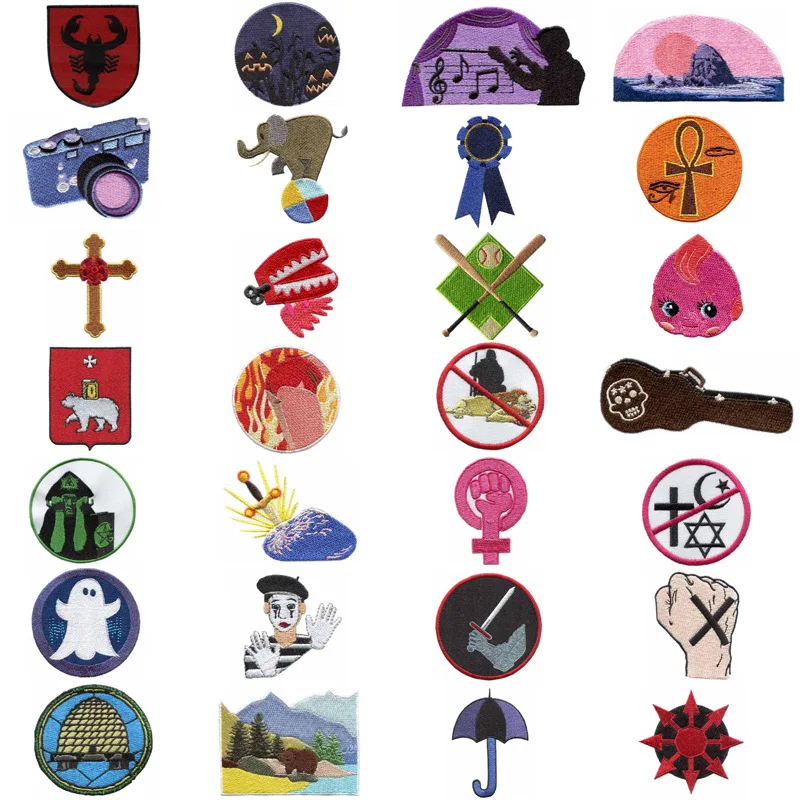 

Camera Note Guitar Ghost Umbrella Patches Sewing Embroidered Applique for Jacket Clothes Stickers Badge DIY Apparel Accessories