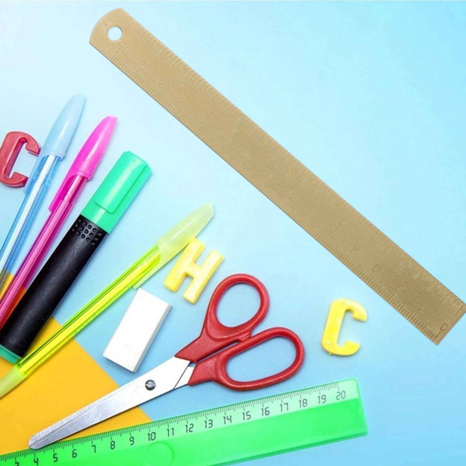 Латунная линейка металлическая для рисования Золотая прямая Линейка унисекс