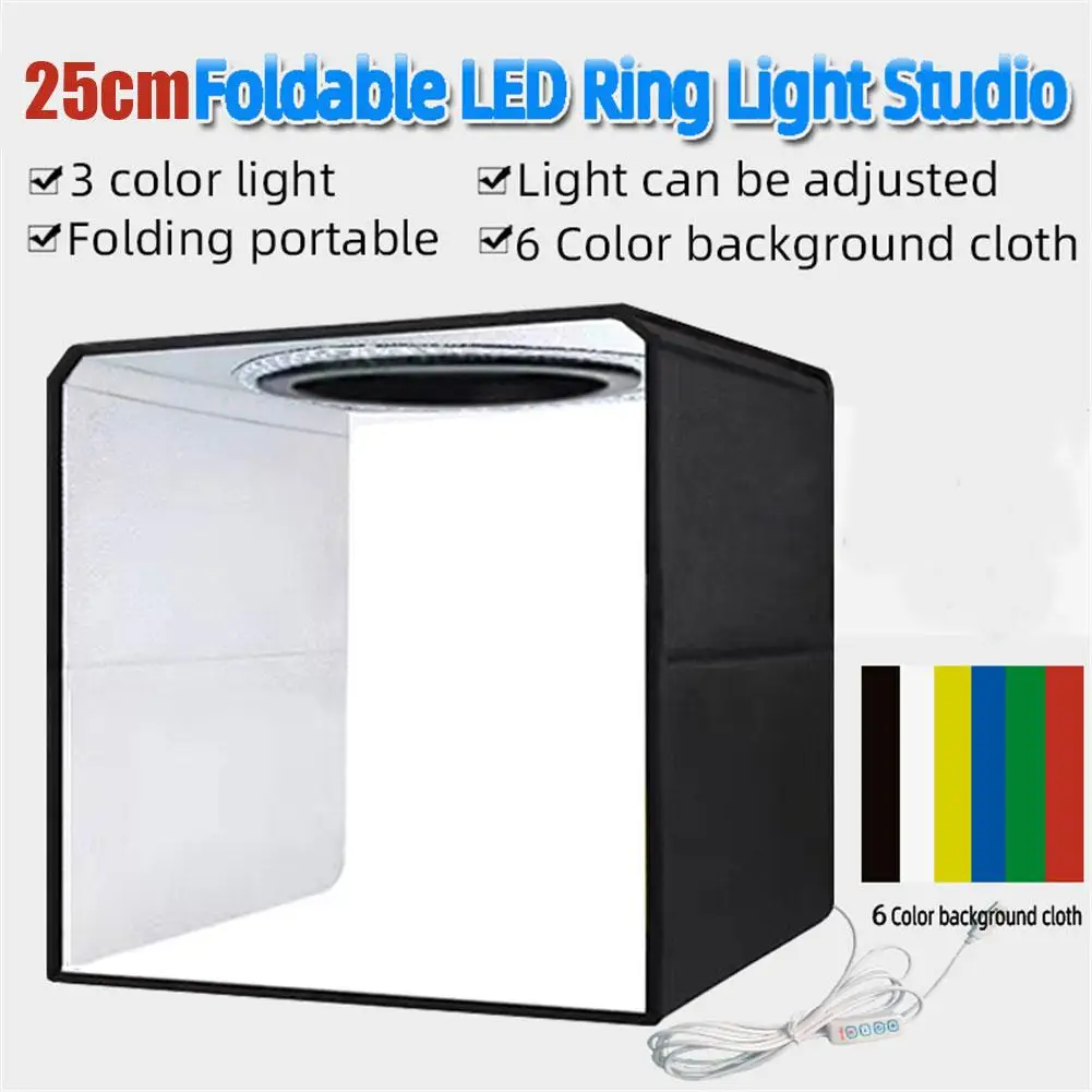 

25cm Small Studio Set Led Photography Lamp Softbox Folding Photo Background Light Box