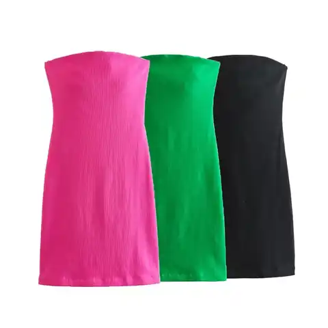 2023 Spring/Summer Women's New European and American Quality Casual Slim Fit Versatile Solid Elastic Backless Bra Mini Dress