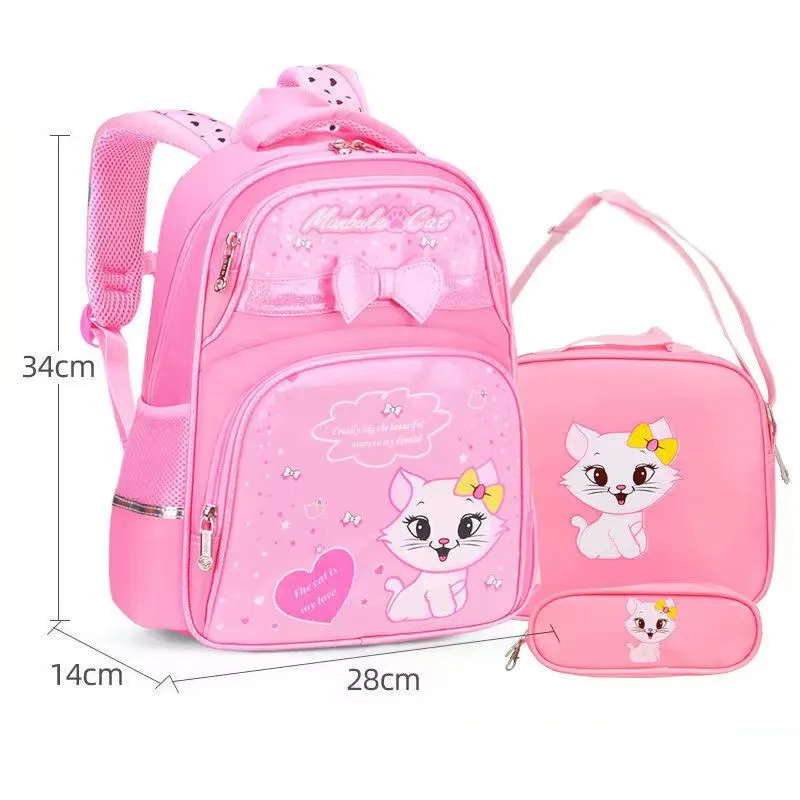 2022 Girls School Bags Fashion Orthopedic Primary Schoolbags Bagpack Cartoon Cat Print Princess Backpacks Kids Bookbags Mochila