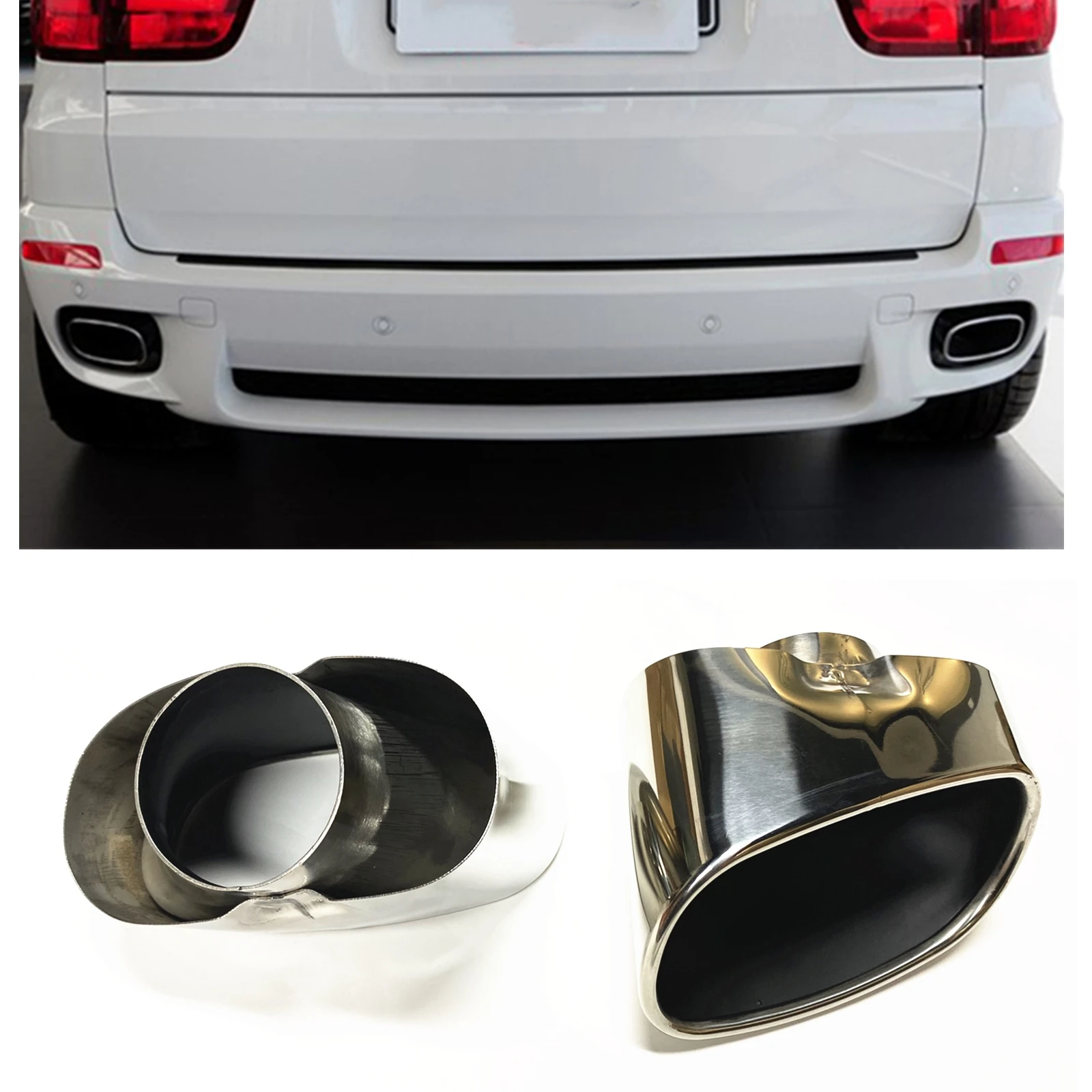 

Выхлопной глушитель наконечник трубы для BMW X5 наклонная 2011-2014 Нержавеющая сталь Автомобильный задний выпускной клапан комплект выхлопной т...