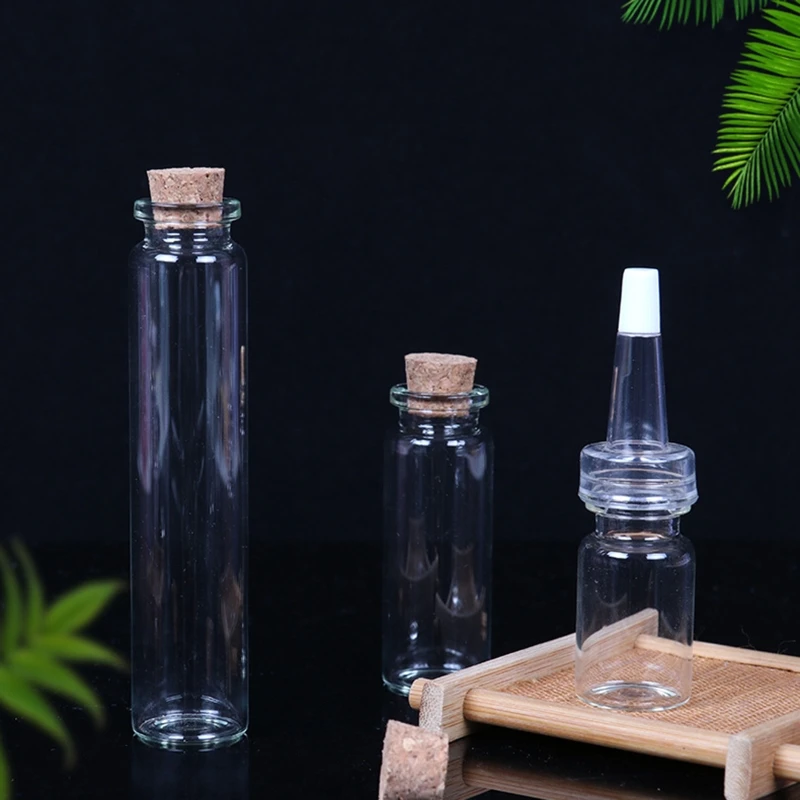 

Small Bottles with Cork Stoppers Tiny Vials Small Clear Glass Jars Lids Storage Container for Art Crafts Projects Drop Shipping