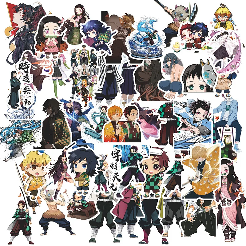 

50pcs Demon Slayer Sticker Notebook Luggage Guitar Skateboard Sticker Cute Anime Stickers Laptop Skin Waterproof Sticker Pack