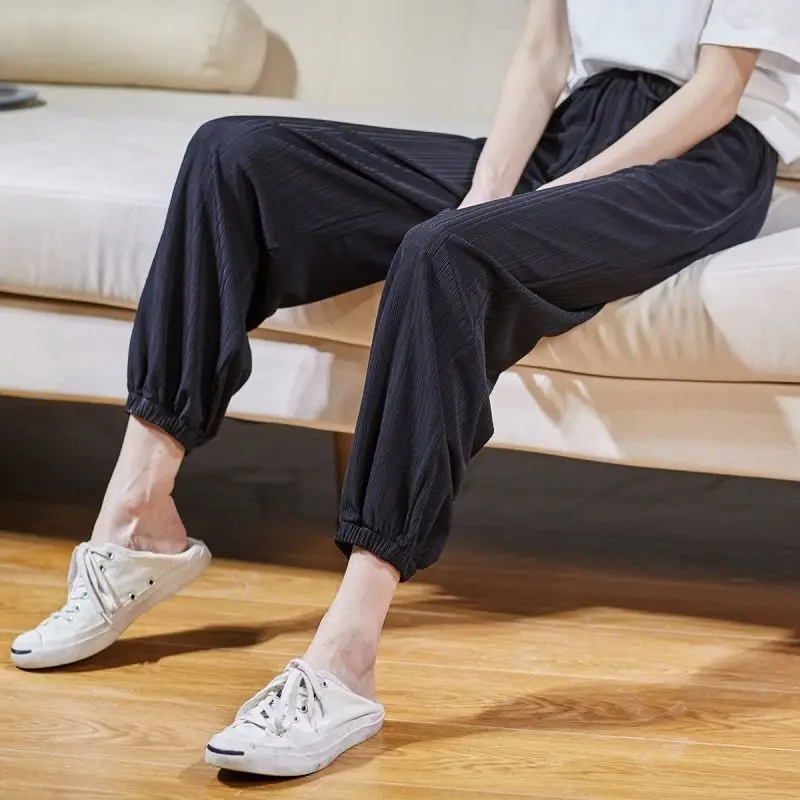 

2022 Summer Thin Harem Pants Women Slim Elastic Waist Trousers Soft Girl Slacks All-match Lantern Pants for Women Buttoms