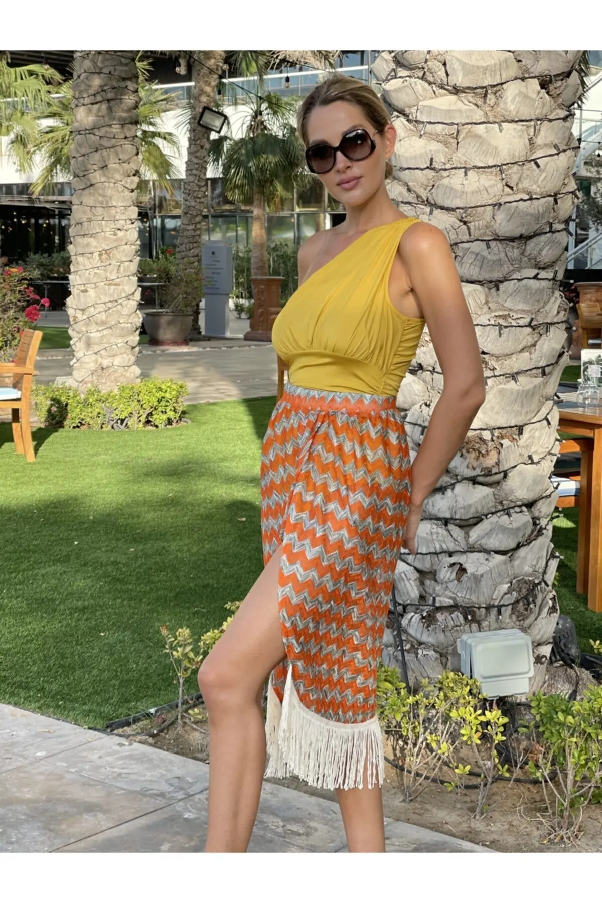 

Women's Pareo Pixie Long Tasseled Skirt Orange Swimwear Cover Dress Sexy Tunic Beachwear Female Beach Bikini Cover