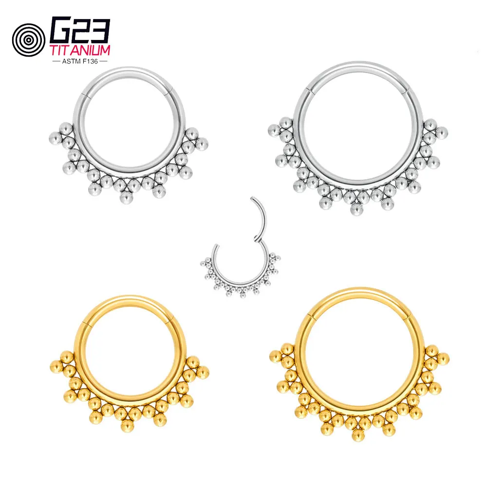 

Nose Ring Hoop Diaphragm G23 Titanium Hinge Section Ball Clicker Daith Helix Cartilage Tragus Earrings Piercing Body Jewelry