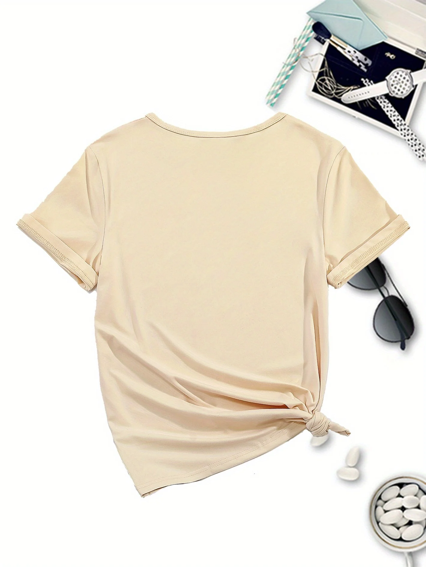 Женская Повседневная футболка с круглым вырезом модный спортивный топ
