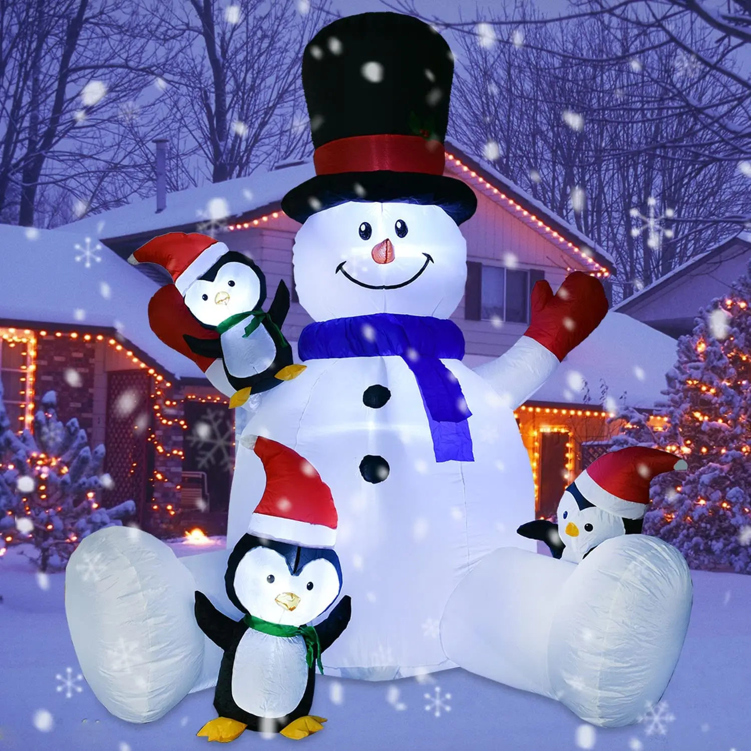 

8 Ft Lighted Christmas Inflatable Snowman, LED Lights Outdoor Holiday Decorations Blow up Yard Giant Lawn Inflatables Home Decor