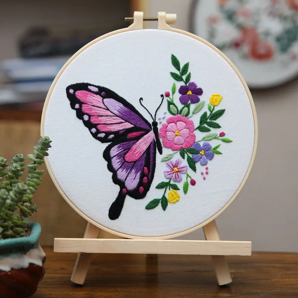 Kit Butterfly Printed Pattern For Beginner Cross Stitch Set Needlework Hoop Handmade Sewing Art Craft Kit Decor