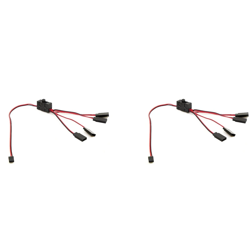 

2PCS RC Servo Extension 1 To 4 Y Wire Cable LED Light Control Power Switch For JR Futaba RC Model