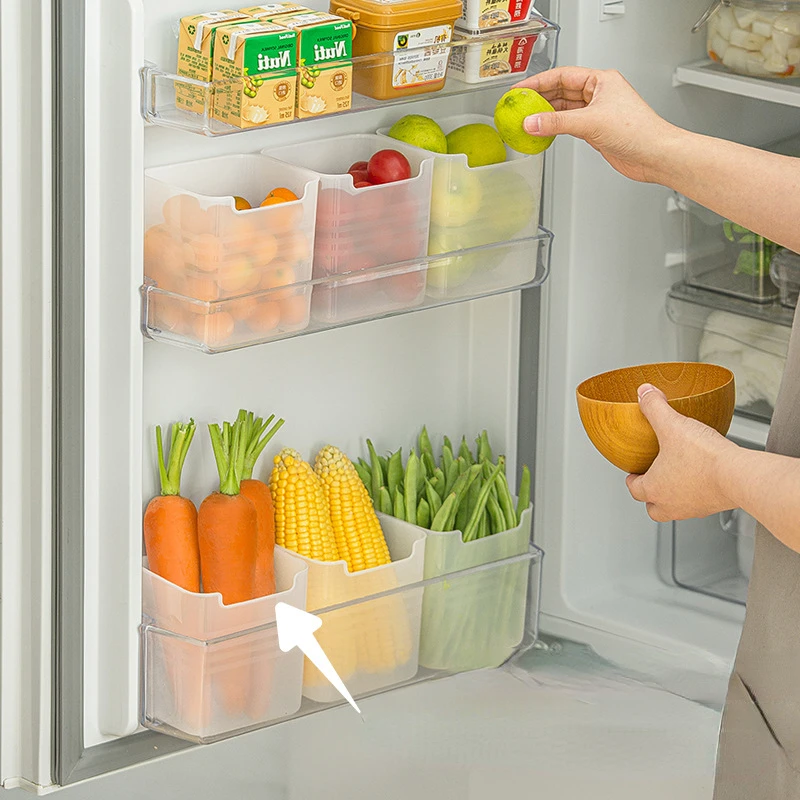 

Kitchen Organizer Refrigerator Side Door Storage PP Kitchen Closet Arrange General Purpose Transparent Frosting Organizer Box