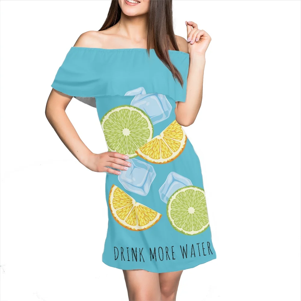 Женские платья без рукавов с открытыми плечами Летняя короткая юбка для банкета