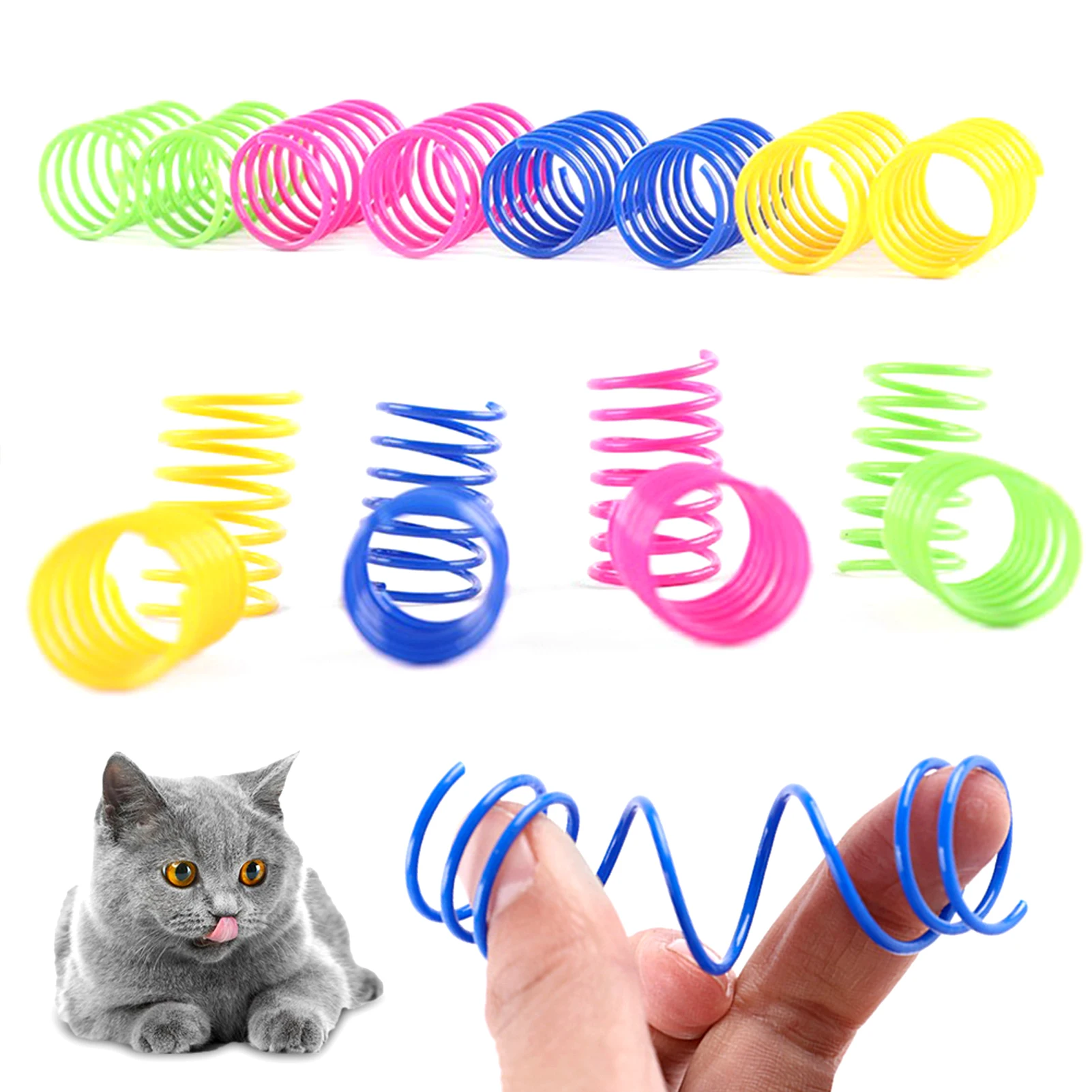 

24pcs Playful Coil Fetch Chew For Indoor Durable Spiral Active Bouncing Cat Spring Toy Colorful Interactive Kittens Hunting