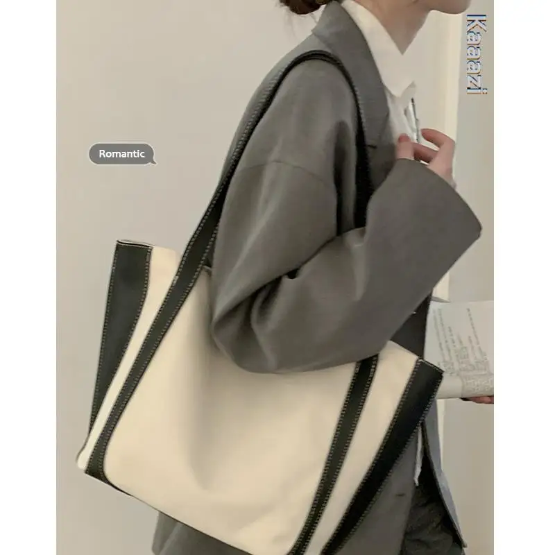 

Trendy Large Capacity White Handbags For Women 2023 New Simple Luxury Designer Shopping Tote Shoulder Bag For Work Ladies