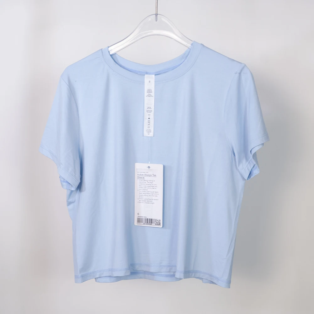 Lulu Women Ladies Summer Solid Color Short Sleeve Top Loose Elastic Breathable Sports Yoga Dance Gym Sports Leisure T-Shirt