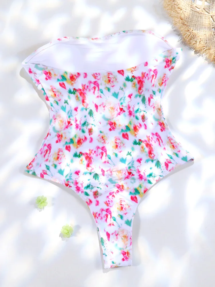 Женский слитный купальник с принтом