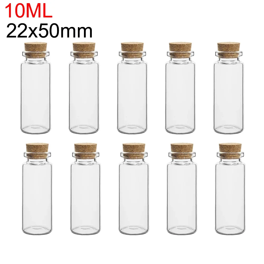 Мини стеклянные бутылочки прозрачные 10 шт