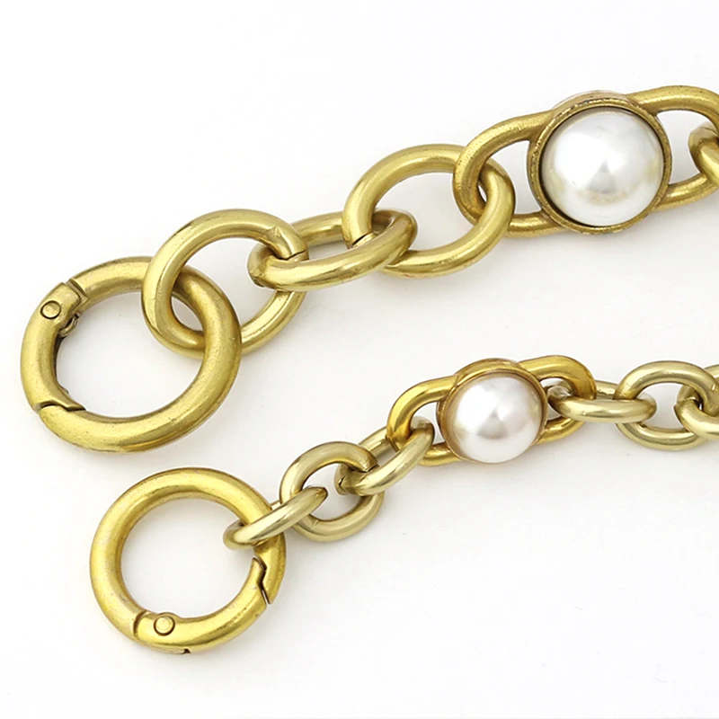 65/63cm Glod Silver Black Aluminum Chain With Pearl  Replacement Shoulder Strap Handbag Female Handle Belt Bag Accessorie
