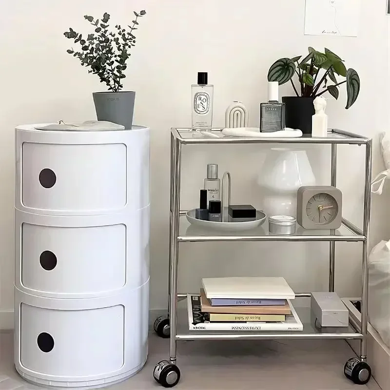 Стеклянная трехслойная стойка для хранения тележка из нержавеющей стали мебель