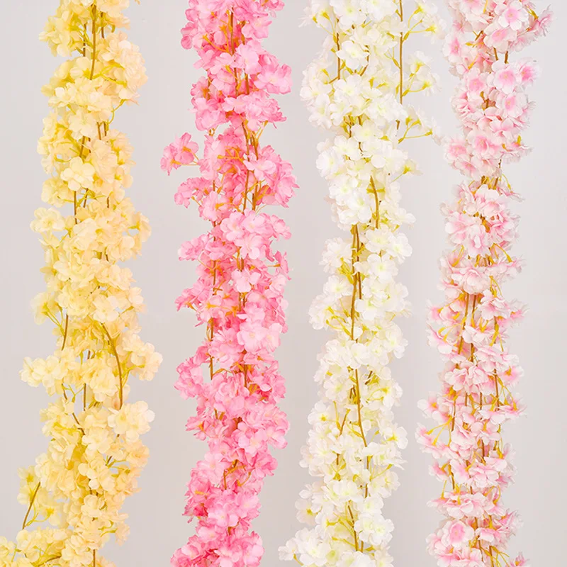 

Simulation cherry blossom rattan wall hanging fake flower air conditioning pipe indoor ceiling wedding decoration vines
