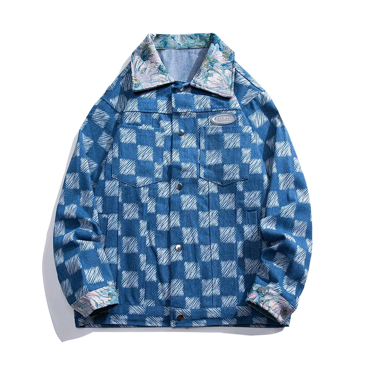 

Мужская джинсовая рубашка, Новинка весна-осень 2023, Повседневная Свободная джинсовая куртка, мужские брендовые рубашки в клетку, Мужская модная одежда