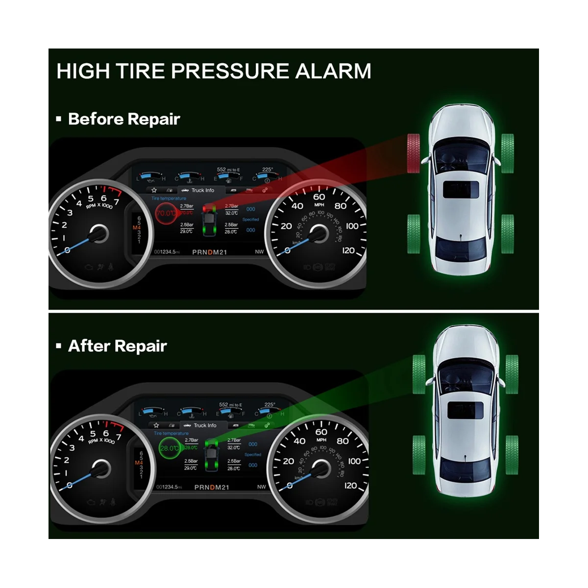 

4Pcs Programmable MX Sensor 315MHZ+433MHz Universal 2 in 1 Tire Pressure Monitoring System TPMS Tool-Program