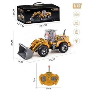 Imported Rc Car Toys Truck 1:30 Wheel Shovel Loader 6CH 4WD Metal Remote Control Bulldozer Construction Vehic