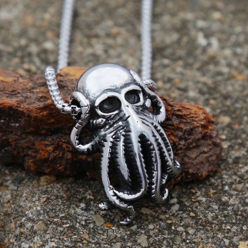 Punk Hip Hop Cthulhu Octopus Pendant Necklace Stainless Steel Men Fashion Street Rock Animal Chain Jewelry | Украшения и