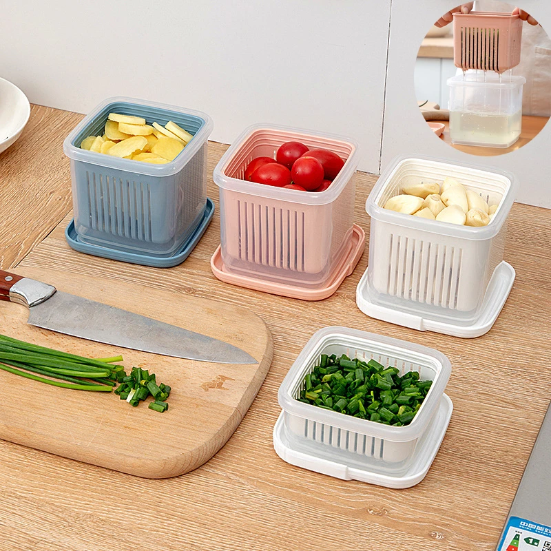 

PET Refrigerator Food Storage Containers With Lid Kitchen Separate Freezer Seal Bin For Vegetable Fruit Meat Fresh Box Organizer