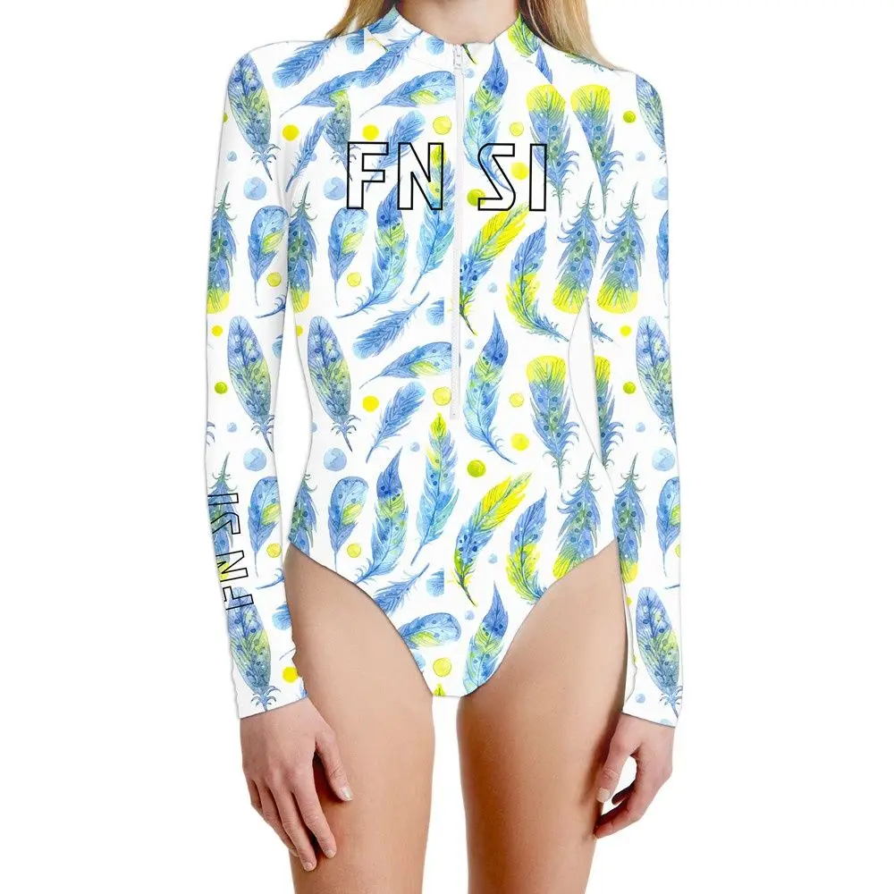 

Fn Si Sexy Surf Rashguard Long Sleeve Surfing Swimwear Women One Piece Swimsuit Rash Guard Bathing Suit Beach Wear Bodysuit