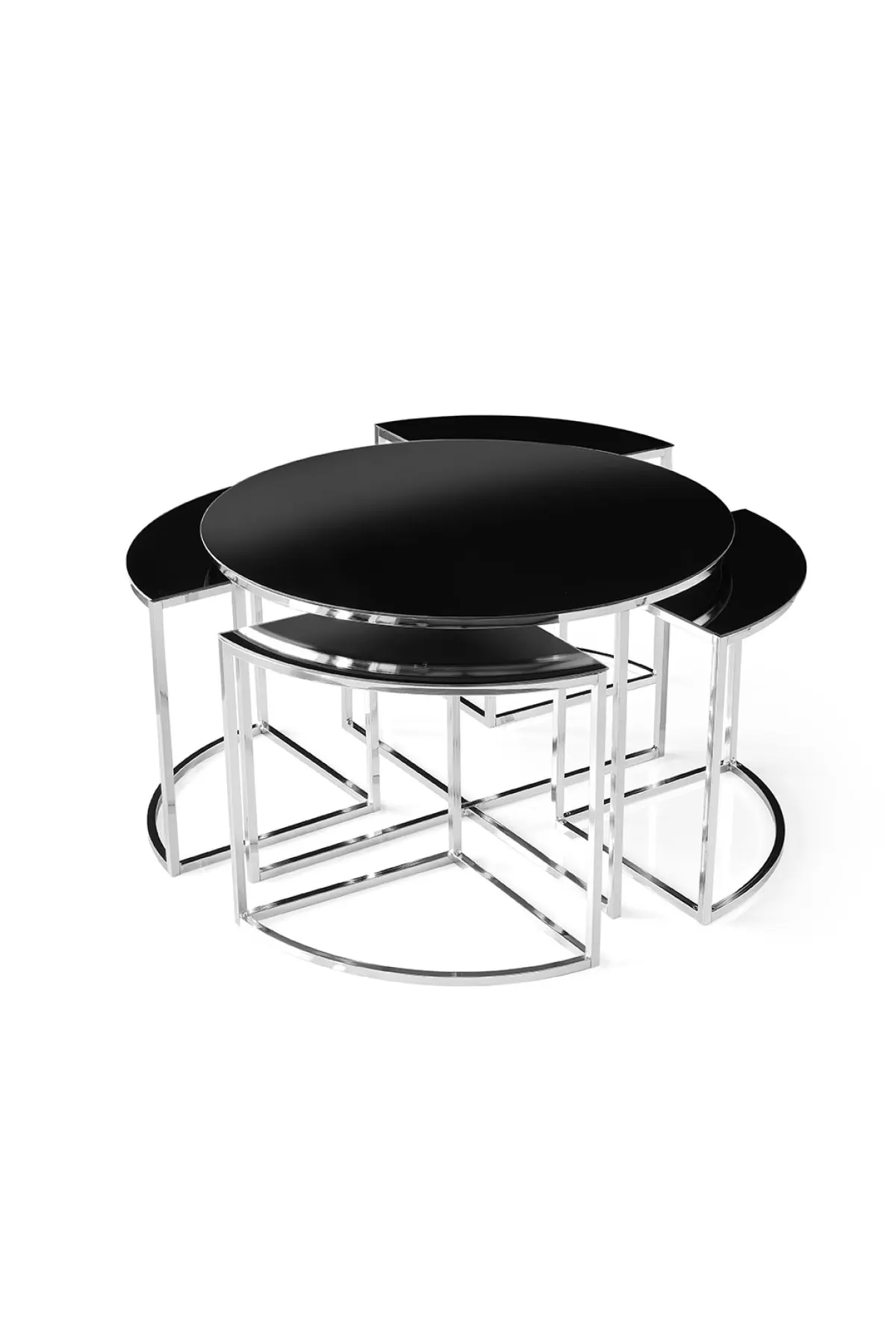 

Modern Jasper Medium coffee table Set Chrome Plated Black Glass coffee tables table basse furniture living room table