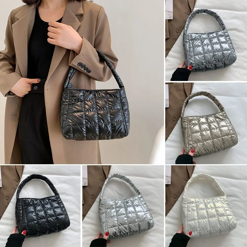 

Women Plaid Leisure Cotton Padded Handbags Small Bag Hobo Bag Shoulder Bag