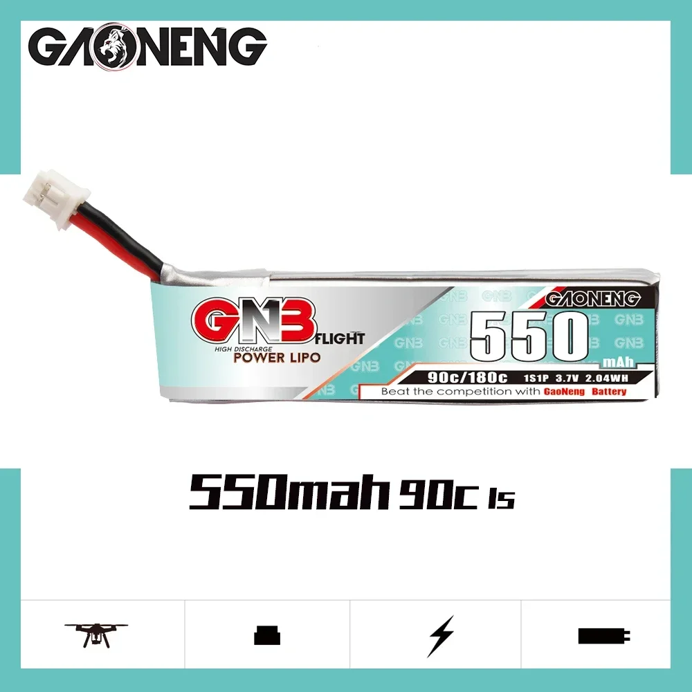 5 шт. Gaoneng GNB 550 мАч 1S 3 7 В 90C/180C LiPo аккумулятор PH2.0 разъем для TINY8X Blade Inductrix FPV + QX2 120S Beta75S